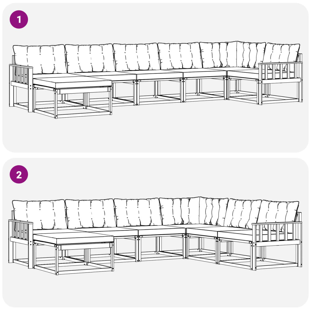 Produktbild för Utomhussoffset med kudde 7 pcs Naturlig och Beige