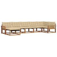 Produktbild för Utomhussoffset med kudde 7 pcs Naturlig och Beige