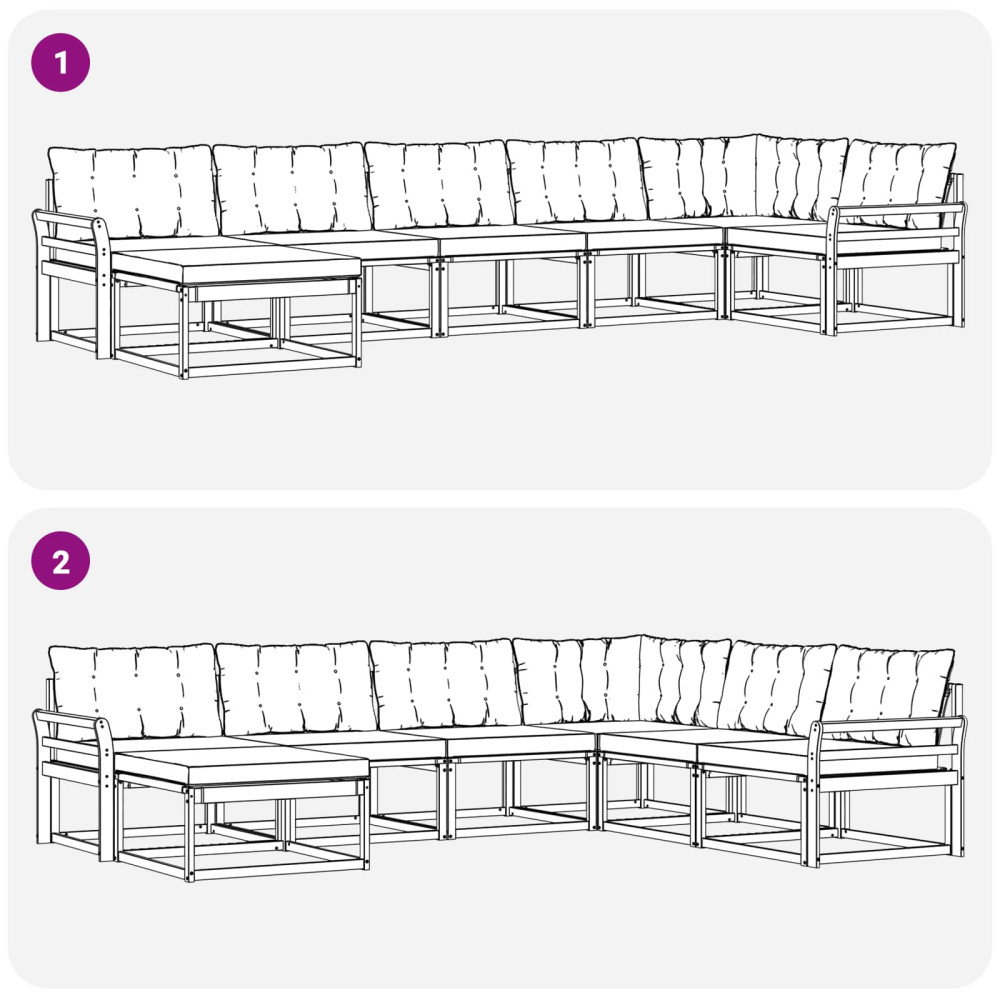 Produktbild för Utomhussoffset med kudde 7 pcs Naturlig och Beige