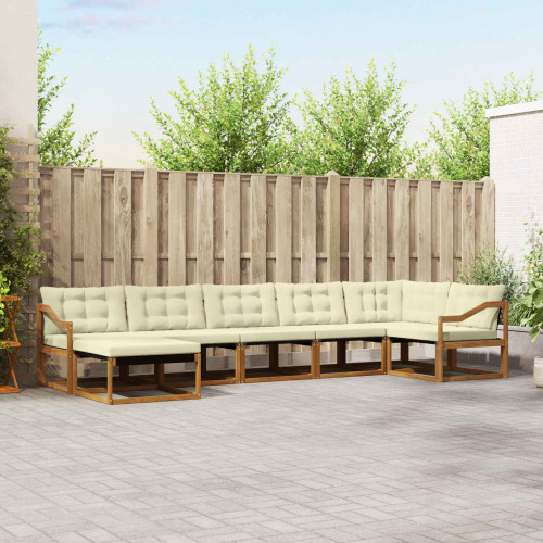 vidaXL Utomhussoffset med kudde 7 pcs Naturlig och Grädde