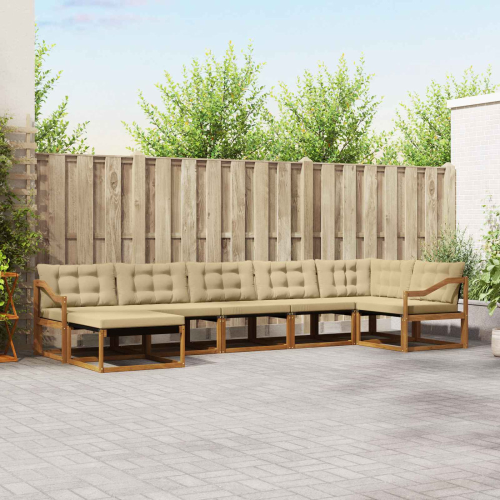 Produktbild för Utomhussoffset med kudde 7 pcs Naturlig och Beige