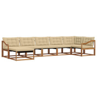 Produktbild för Utomhussoffset med kudde 7 pcs Naturlig och Beige