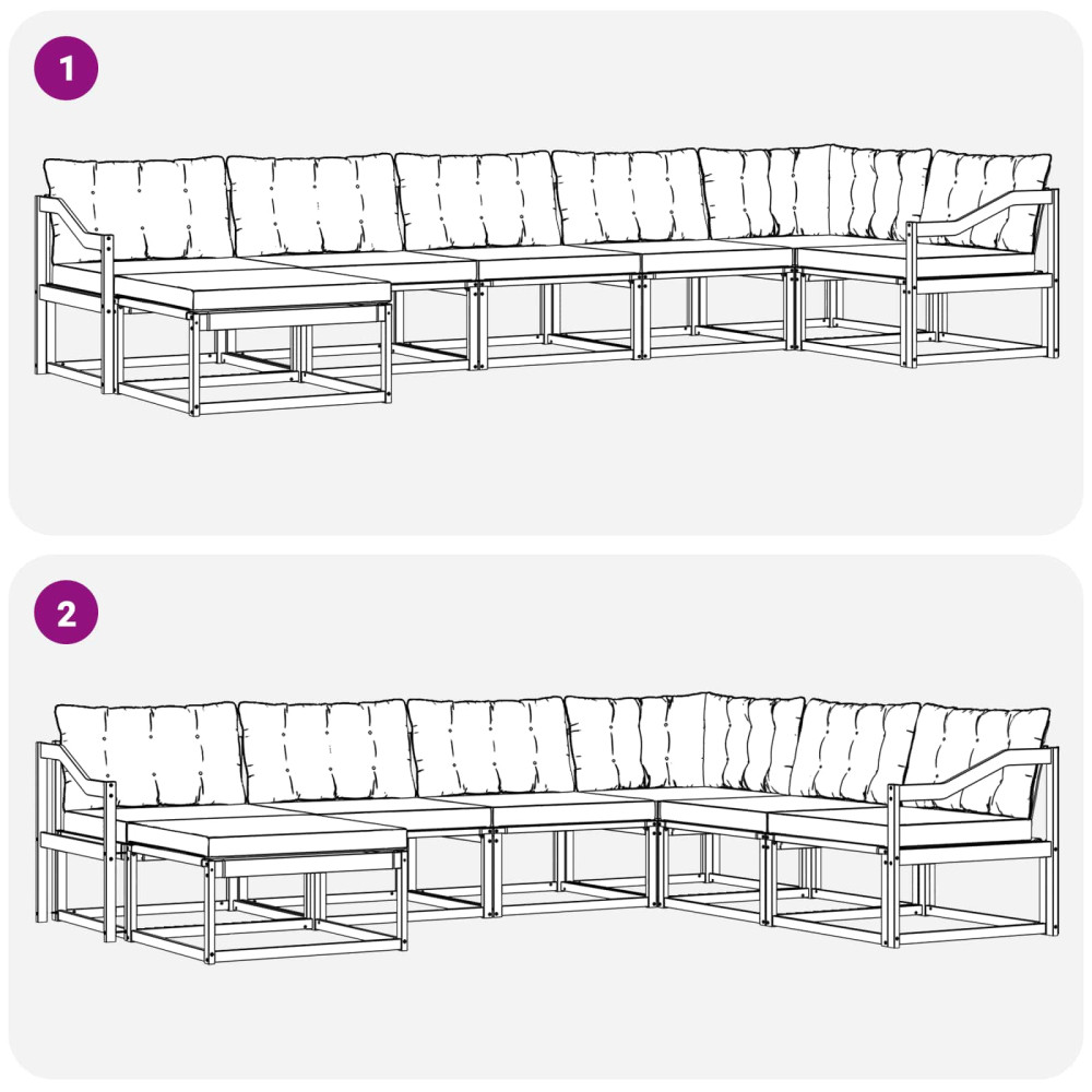 Produktbild för Utomhussoffset med kudde 7 pcs Naturlig och Beige