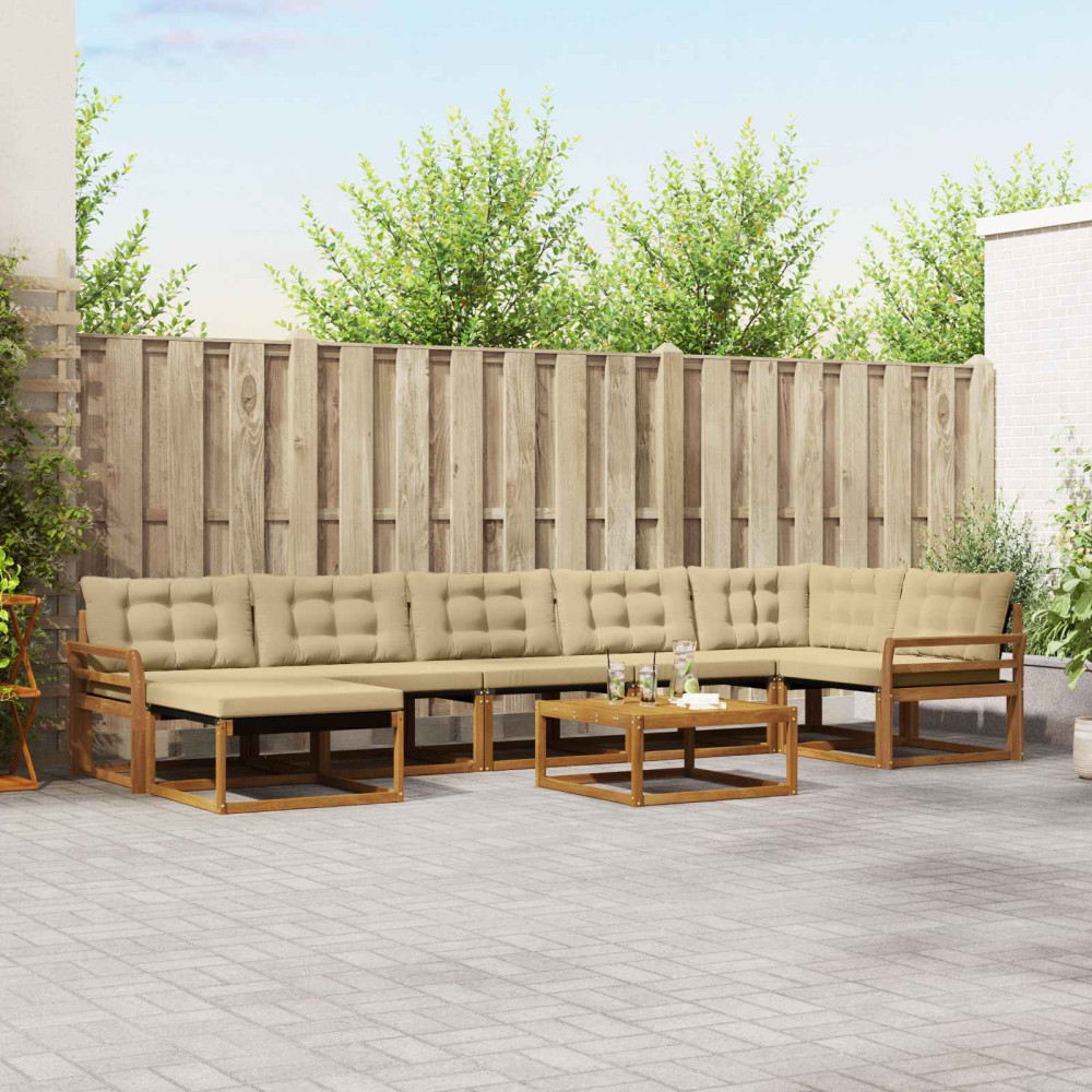 Produktbild för Utomhussoffset 22 pcs Naturlig och Beige Massivt Akaciaträ