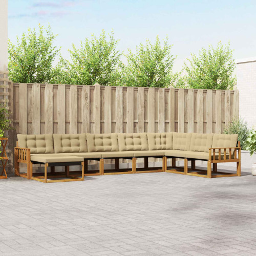 vidaXL Utomhussoffset med kudde 8 pcs Naturlig och Beige