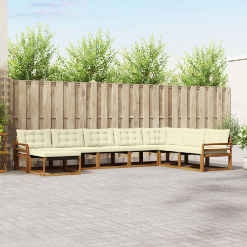 vidaXL Utomhussoffset med kudde 8 pcs Naturlig och Grädde - Möbelset