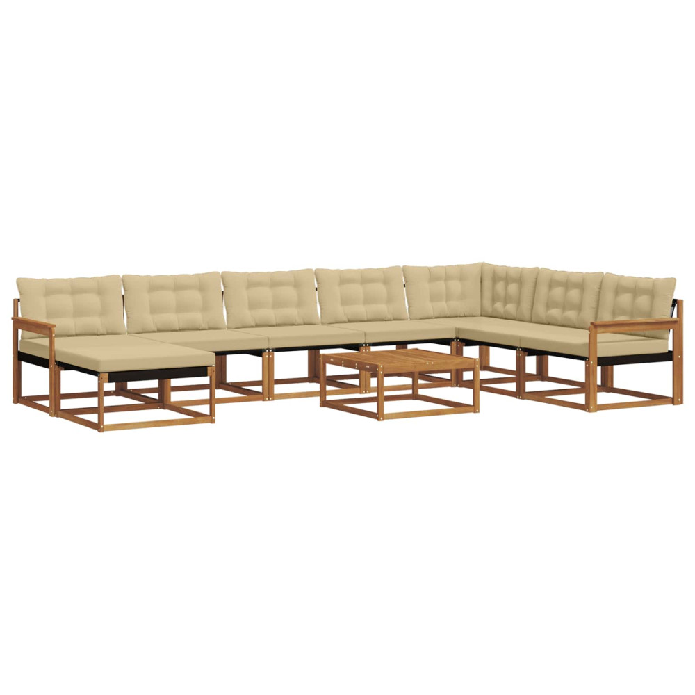 Produktbild för Utomhussoffset 9 pcs Naturlig och Beige Massivt Akaciaträ