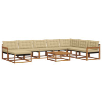 Produktbild för Utomhussoffset 9 pcs Naturlig och Beige Massivt Akaciaträ