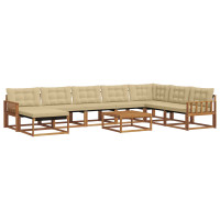 Produktbild för Utomhussoffset 9 pcs Naturlig och Beige Massivt Akaciaträ