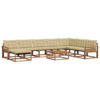 Produktbild för Utomhussoffset 9 pcs Naturlig och Beige Massivt Akaciaträ