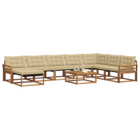 Produktbild för Utomhussoffset 9 pcs Naturlig och Beige Massivt Akaciaträ