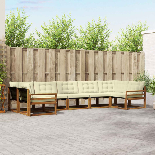 vidaXL Utomhussoffset med kudde 7 pcs Naturlig och Grädde