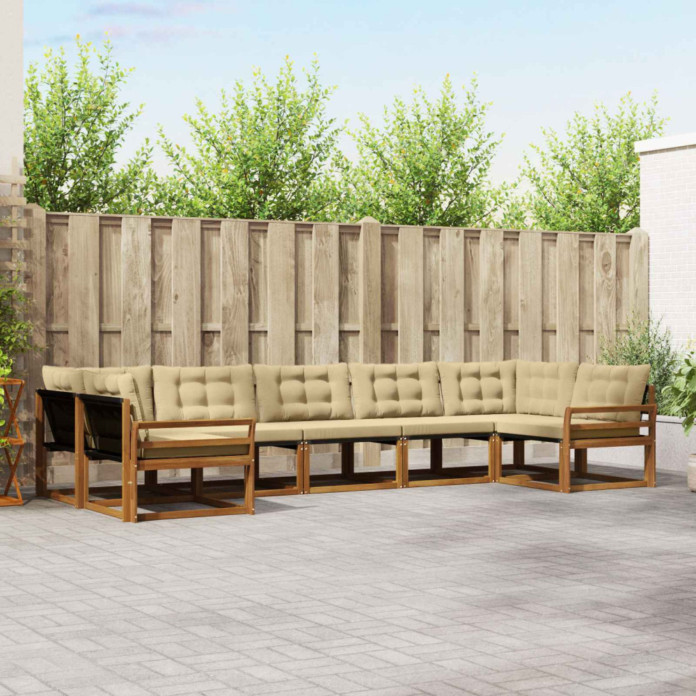 Produktbild för Utomhussoffset med kudde 7 pcs Naturlig och Beige