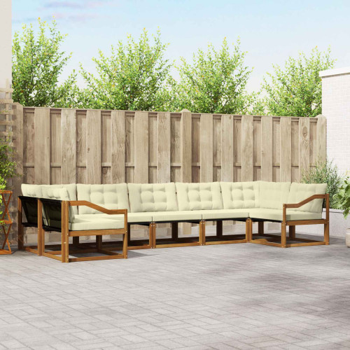 vidaXL Utomhussoffset med kudde 7 pcs Naturlig och Grädde