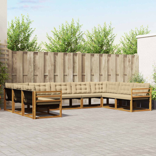 vidaXL Utomhussoffset med kudde 9 pcs Naturlig och Beige