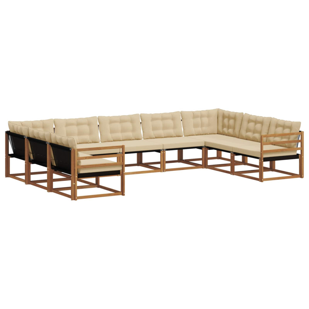 Produktbild för Utomhussoffset med kudde 9 pcs Naturlig och Beige