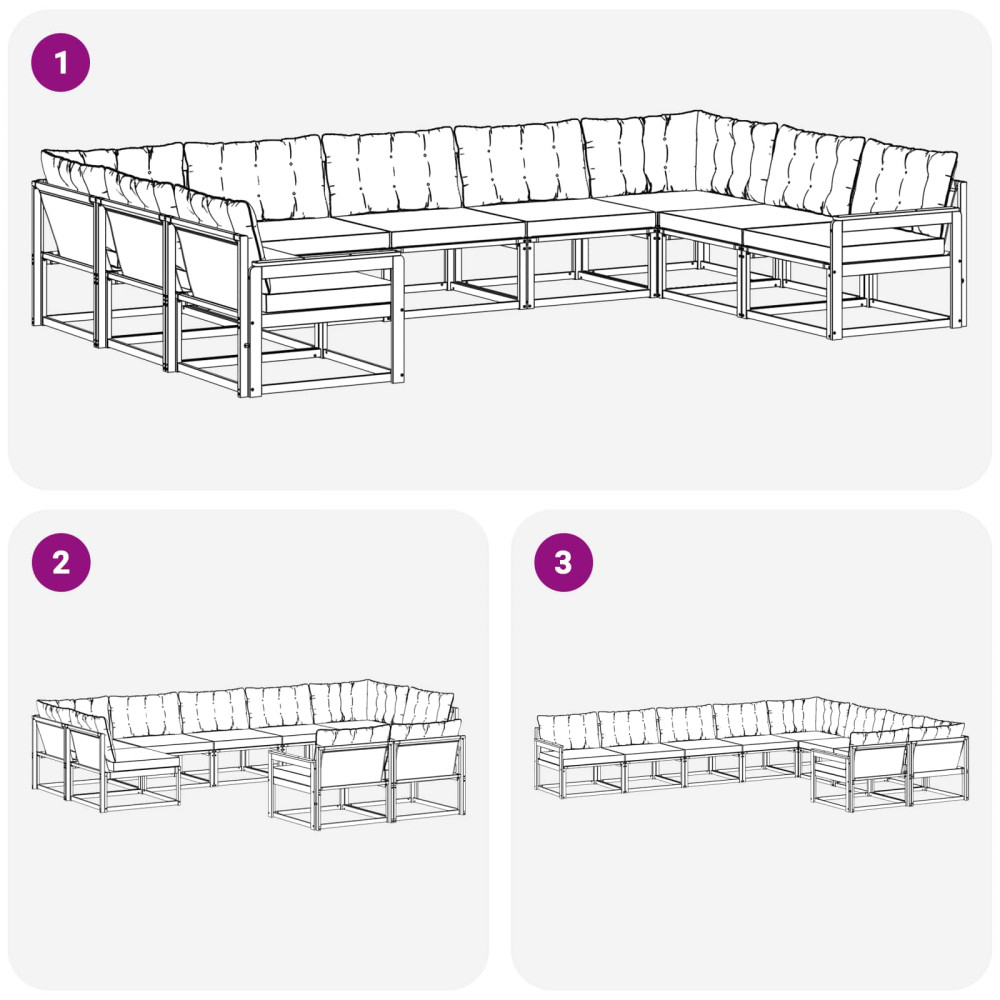 Produktbild för Utomhussoffset med kudde 9 pcs Naturlig och Grädde