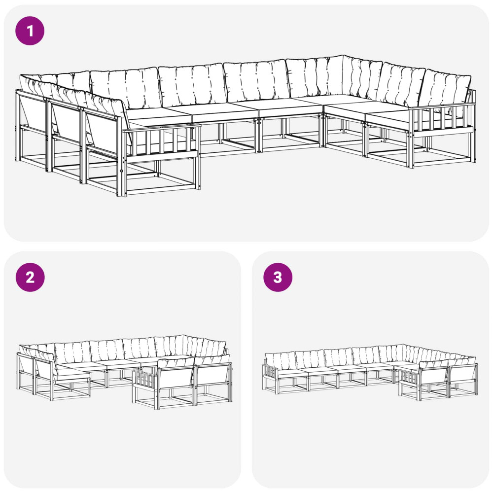 Produktbild för Utomhussoffset med kudde 9 pcs Naturlig och svart