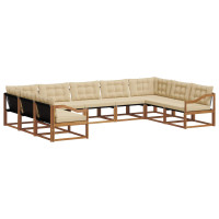 Produktbild för Utomhussoffset med kudde 9 pcs Naturlig och Beige