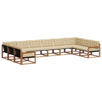 Produktbild för Utomhussoffset med kudde 10 pcs Naturlig och Beige