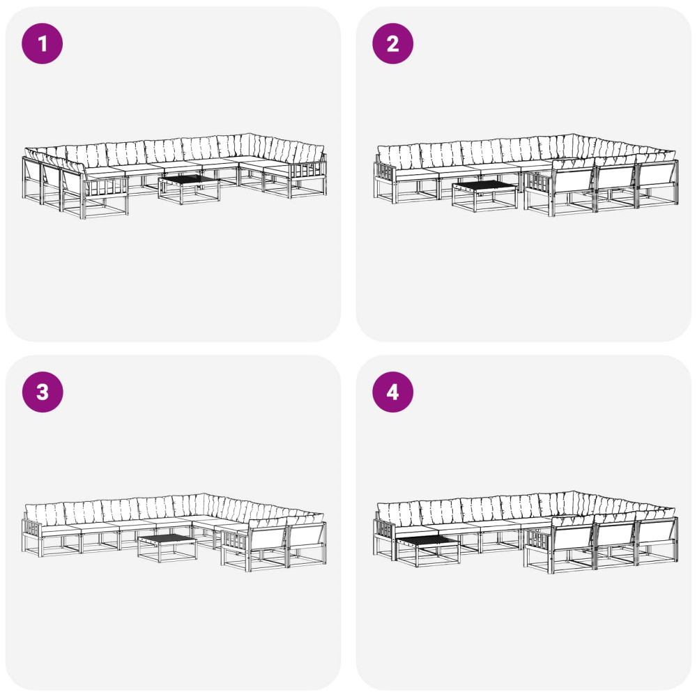 Produktbild för Utomhussoffset med kudde 11 pcs Naturlig och Ljus Grå