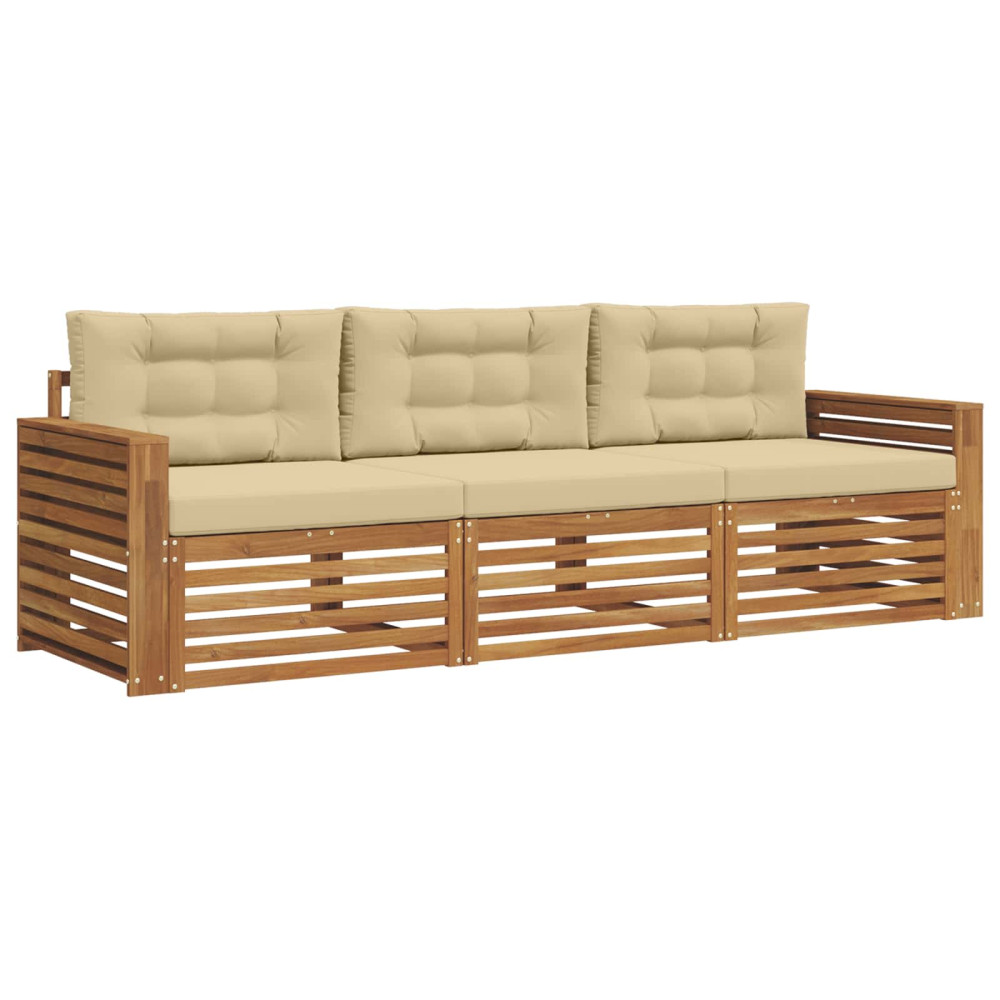 Produktbild för Utomhussoffset med kudde 3 pcs Naturlig och Beige