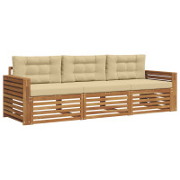 Produktbild för Utomhussoffset med kudde 3 pcs Naturlig och Beige