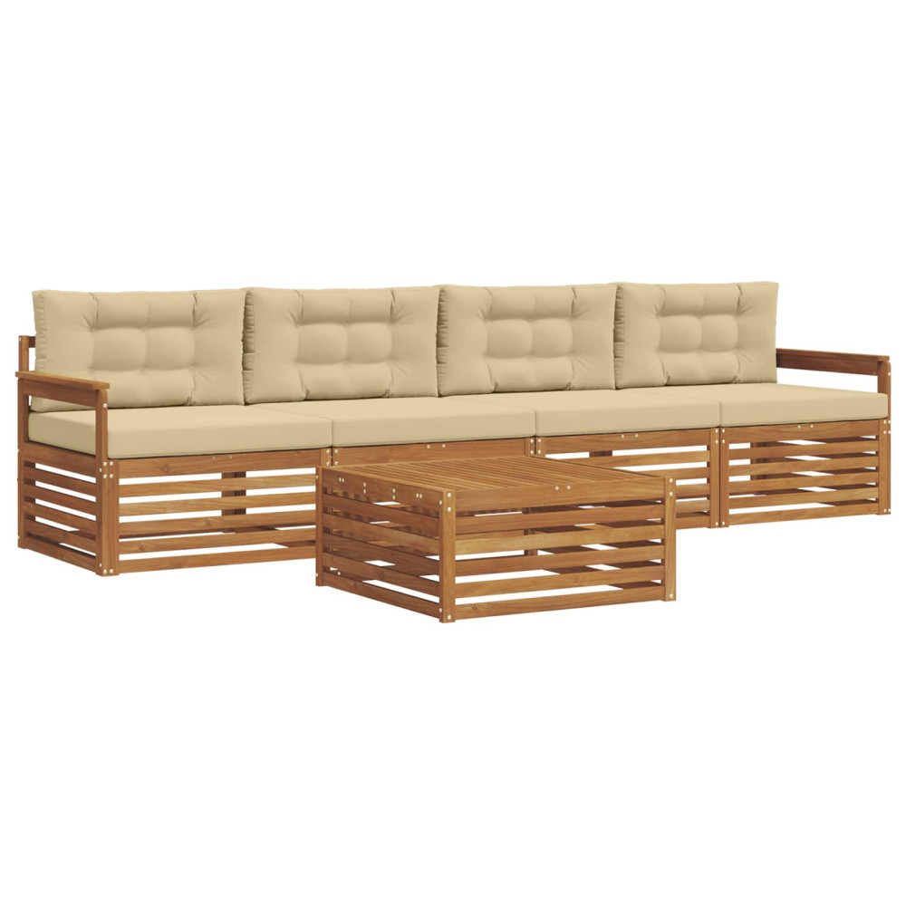 Produktbild för Utomhussoffset med kudde 5 pcs Naturlig och Beige