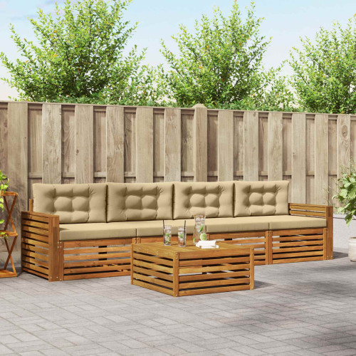 vidaXL Utomhussoffset med kudde 5 pcs Naturlig och Beige