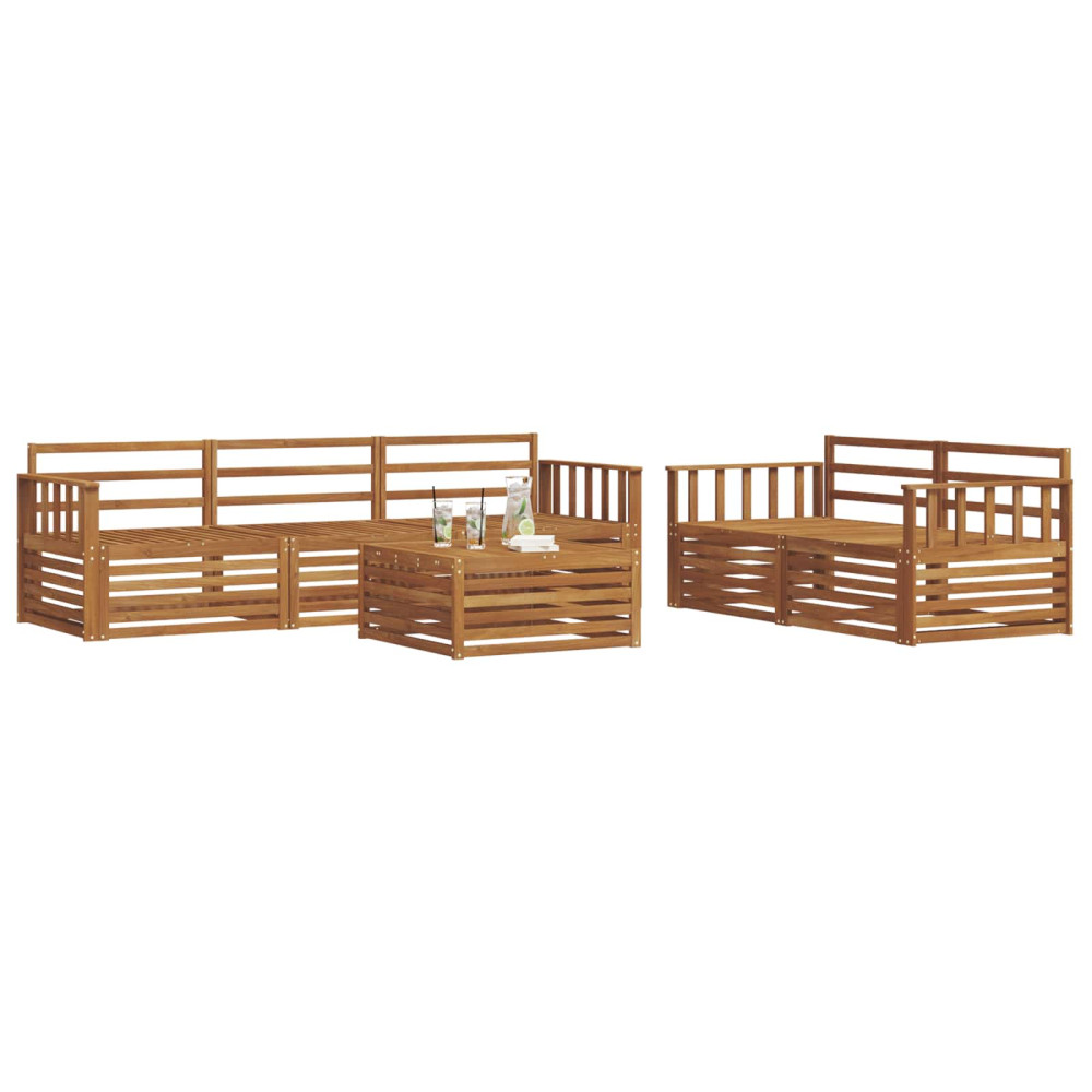 Produktbild för Utomhussoffset 6 pcs Naturfärg Massivt Akaciaträ
