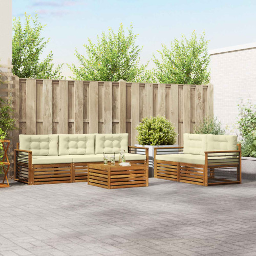 vidaXL Utomhussoffset med kudde 6 pcs Naturlig och Grädde - Möbelset