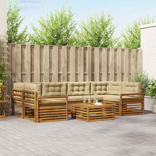 vidaXL Utomhussoffset med kudde 7 pcs Naturlig och Beige