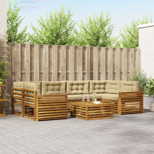 vidaXL Utomhussoffset med kudde 7 pcs Naturlig och Beige