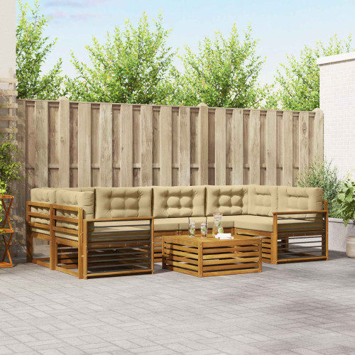 vidaXL Utomhussoffset med kudde 7 pcs Naturlig och Beige