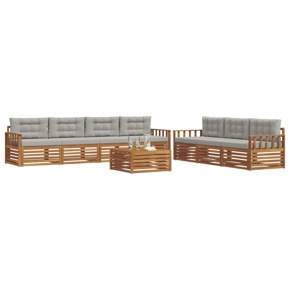 Produktbild för Utomhussoffset med kudde 8 pcs Naturlig och Ljus Grå