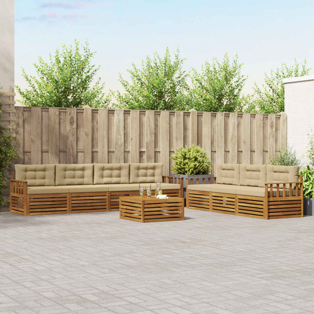 Produktbild för Utomhussoffset med kudde 8 pcs Naturlig och Beige