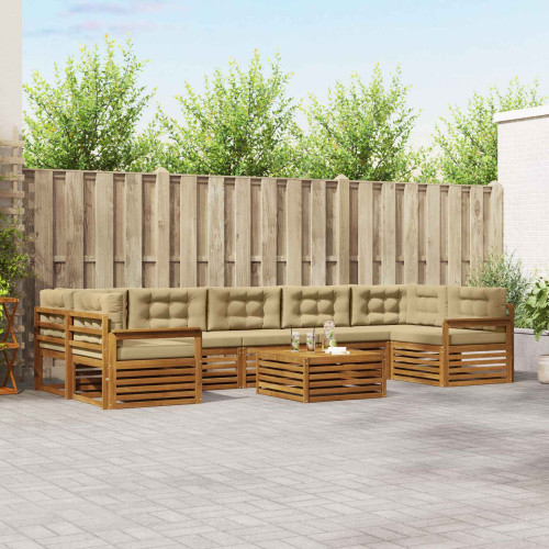 vidaXL Utomhussoffset med kudde 8 pcs Naturlig och Beige