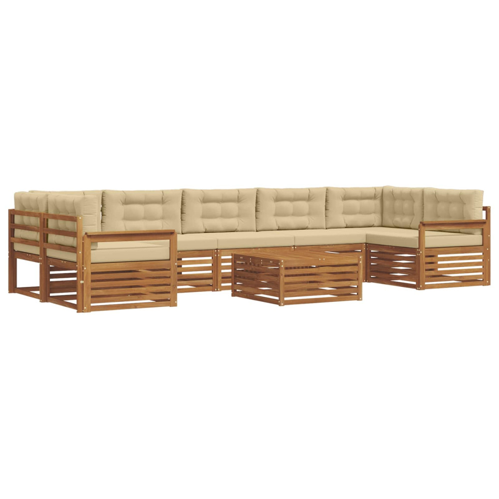Produktbild för Utomhussoffset med kudde 8 pcs Naturlig och Beige