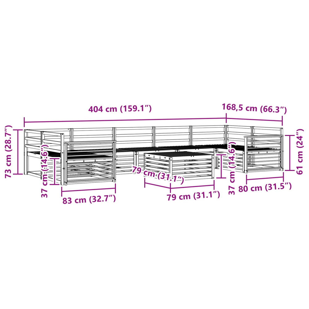 Produktbild för Utomhussoffset 8 pcs Naturfärg Massivt Akaciaträ