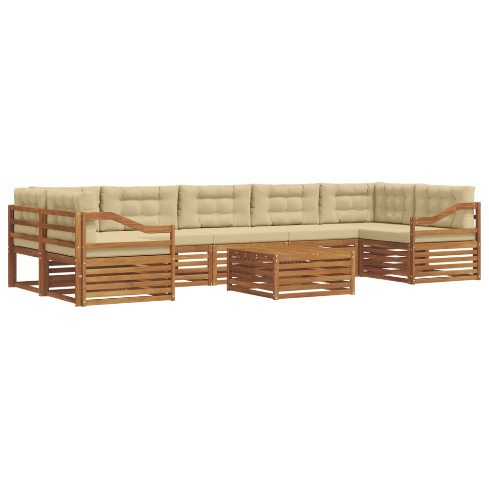 Produktbild för Utomhussoffset med kudde 8 pcs Naturlig och Beige