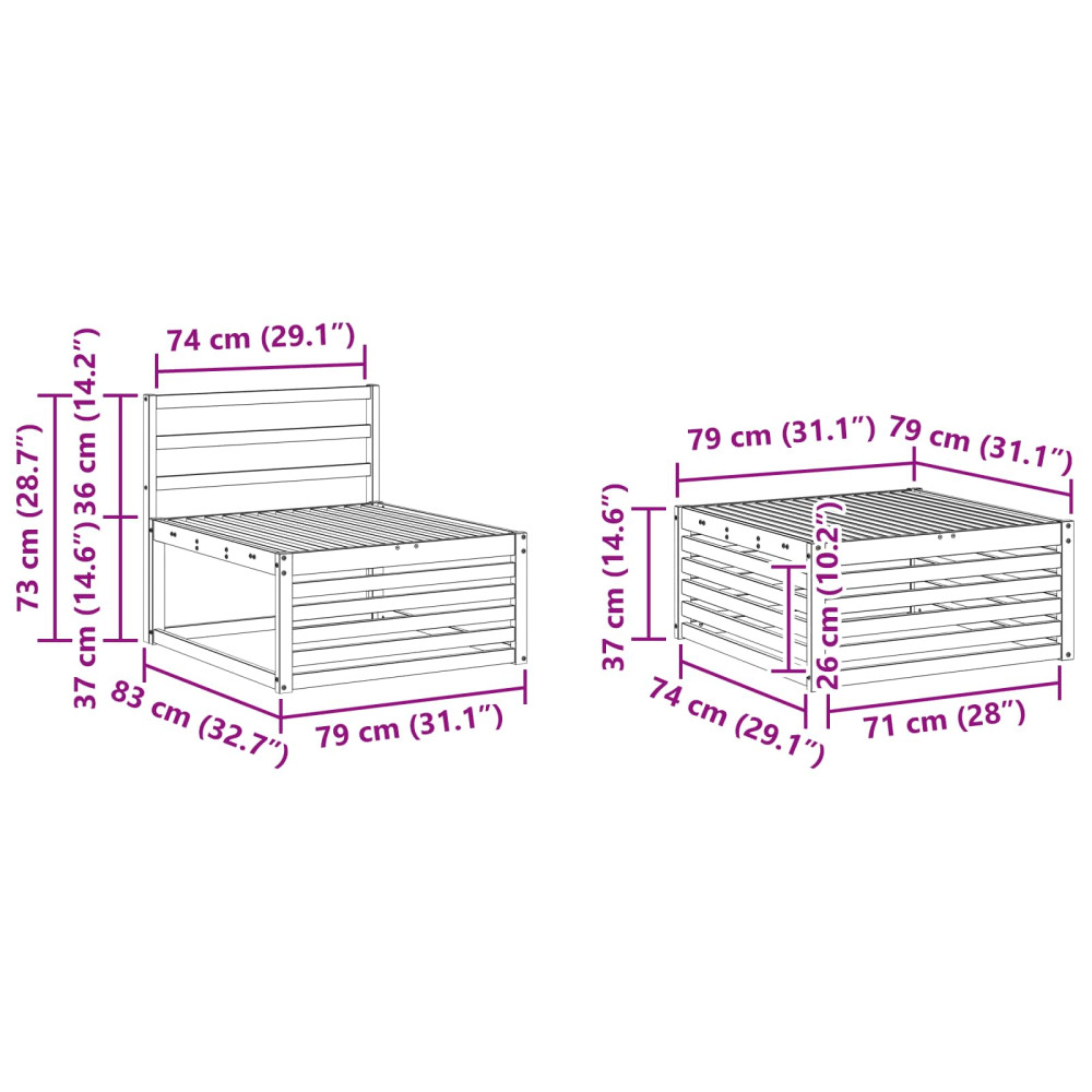 Produktbild för Utomhussoffset 9 pcs Naturfärg Massivt Akaciaträ