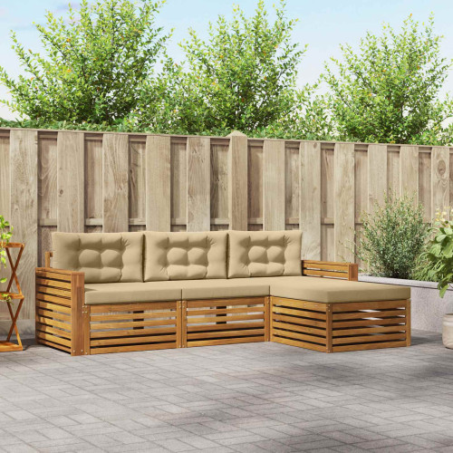 vidaXL Utomhussoffset Naturlig och Beige 257,5 x 162,5 x 73 cm
