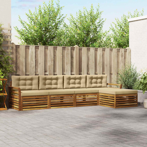 vidaXL Utomhussoffset med kudde 5 pcs Naturlig och Beige