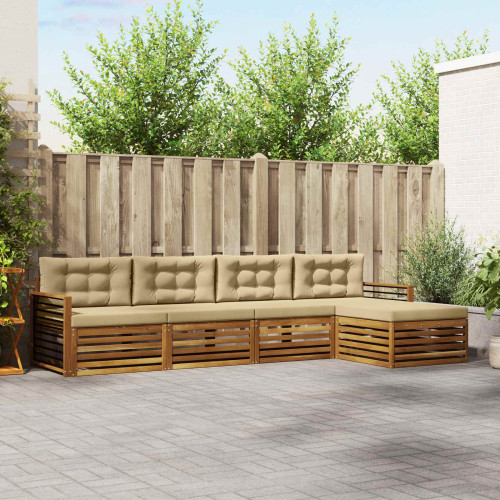 vidaXL Utomhussoffset med kudde 5 pcs Naturlig och Beige