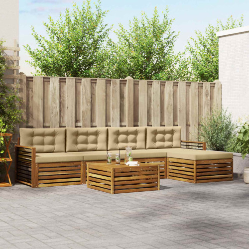 vidaXL Utomhussoffset med kudde 6 pcs Naturlig och Beige