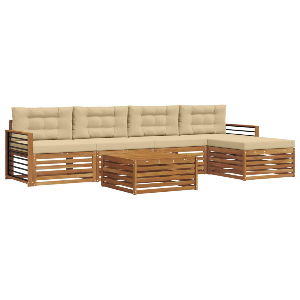 Produktbild för Utomhussoffset med kudde 6 pcs Naturlig och Beige