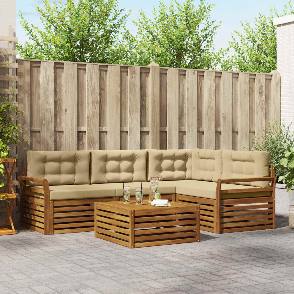 Produktbild för Utomhussoffset med kudde 5 pcs Naturlig och Beige