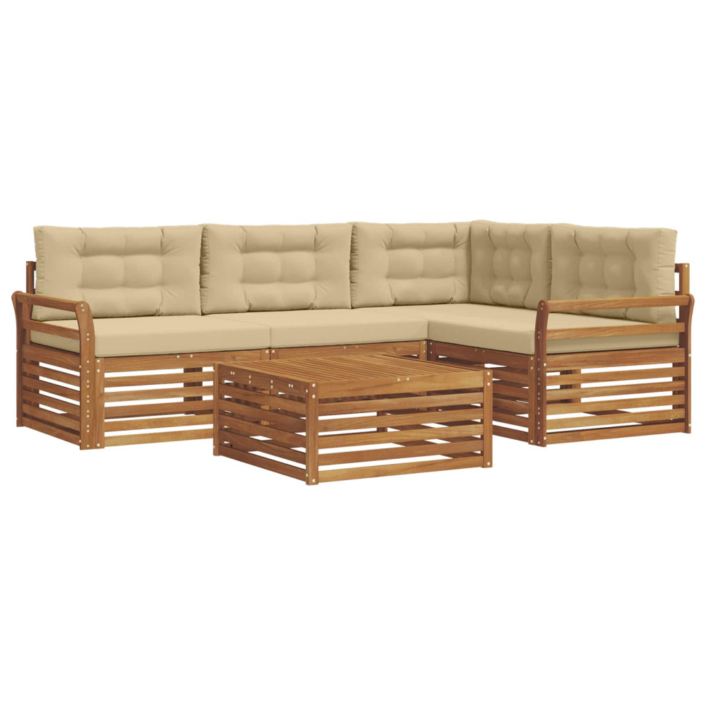 Produktbild för Utomhussoffset med kudde 5 pcs Naturlig och Beige