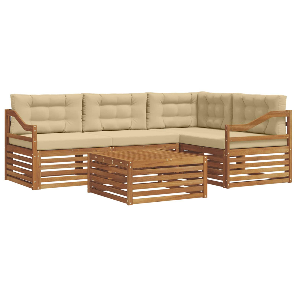 Produktbild för Utomhussoffset med kudde 5 pcs Naturlig och Beige