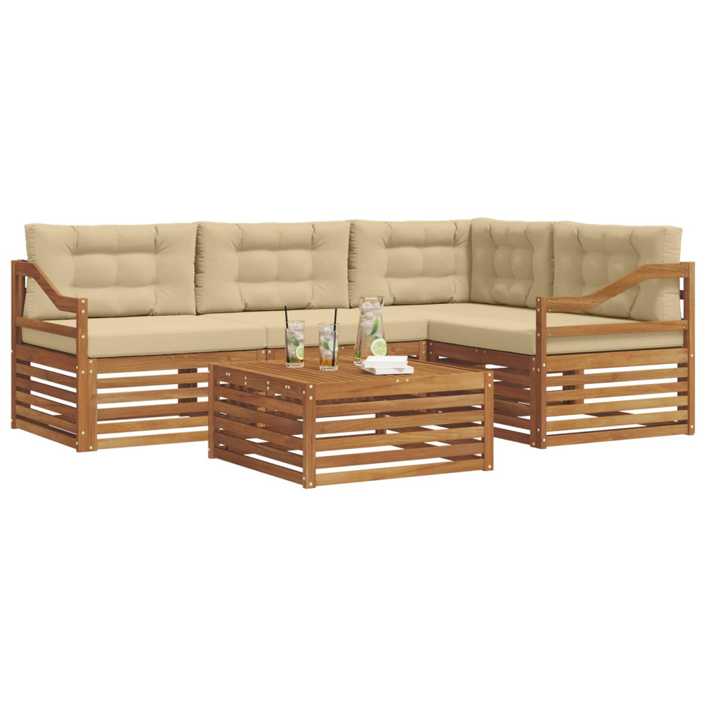 Produktbild för Utomhussoffset med kudde 5 pcs Naturlig och Beige